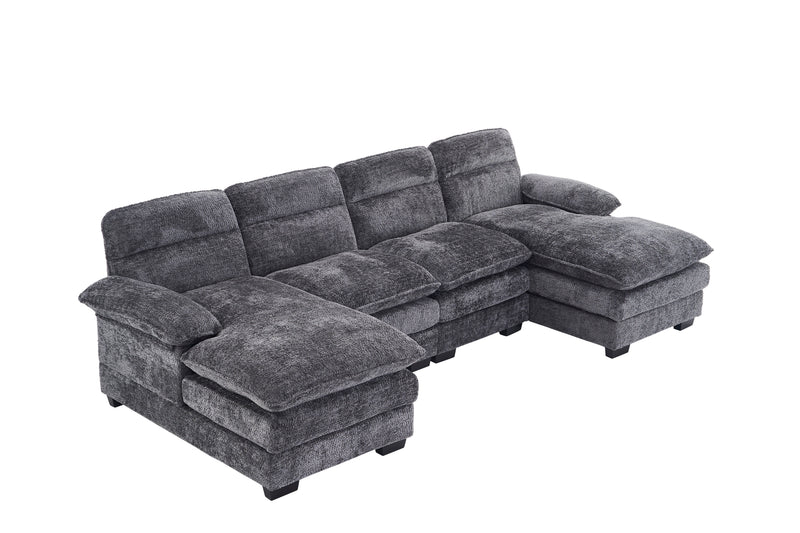 U-Shaped Profile Sofa, Including Two Single Seats And Two Chaise, Modular Sofa, Chenille Sofa