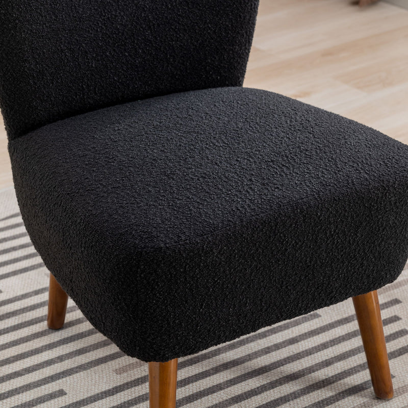 Boucle Upholstered Armless Accent Chair Modern Slipper Chair, Cozy Curved Wingback Armchair, Corner Side Chair For Bedroom Living Room Office Cafe Lounge Hotel