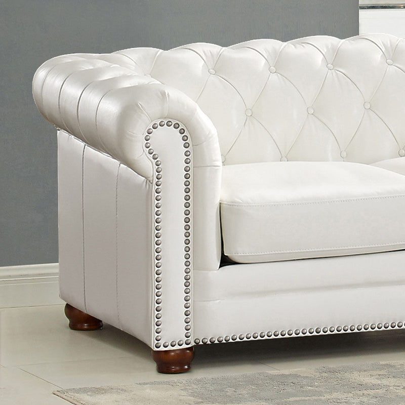 Aliso - Leather Loveseat - Creamy White