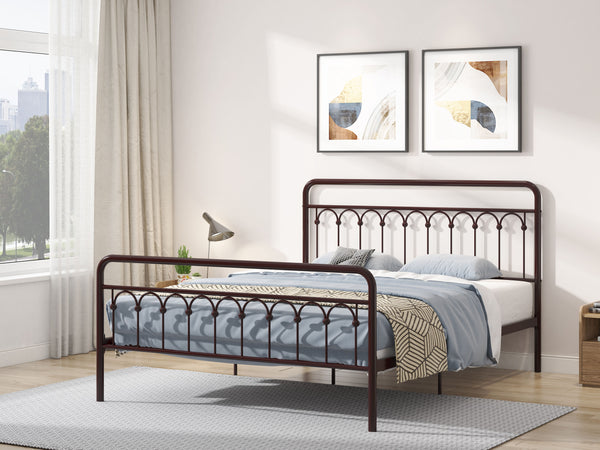 Tara - Metal Bed Queen, Antique Brown - Antique Brown