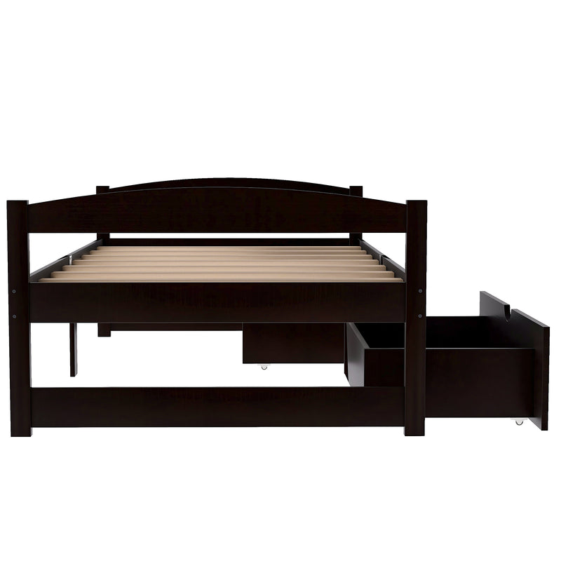 Twin size platform bed, with two drawers, espresso