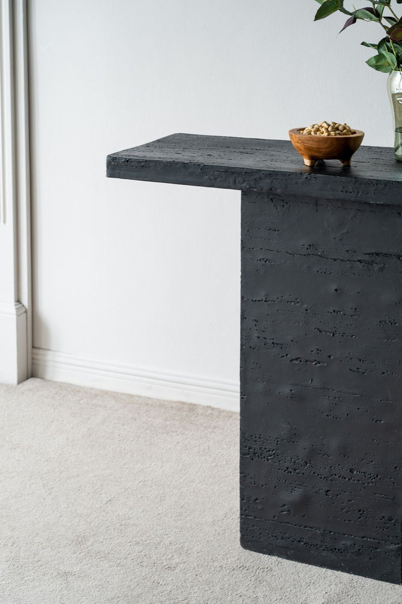 Rectangular Coffee Table With Pedestal Base - Black