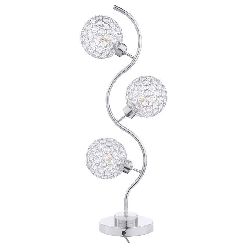 Amberley - 3 Lights Curvy Metal Table Lamp - Silver