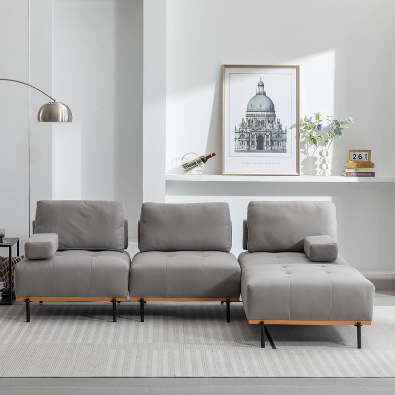 L-Shape Sectional Sofa 3 Seater Couches With A Removable Ottoman, Comfortable For Living Room