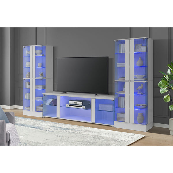 Chandra - Entertainment Unit With LED - Glossy White