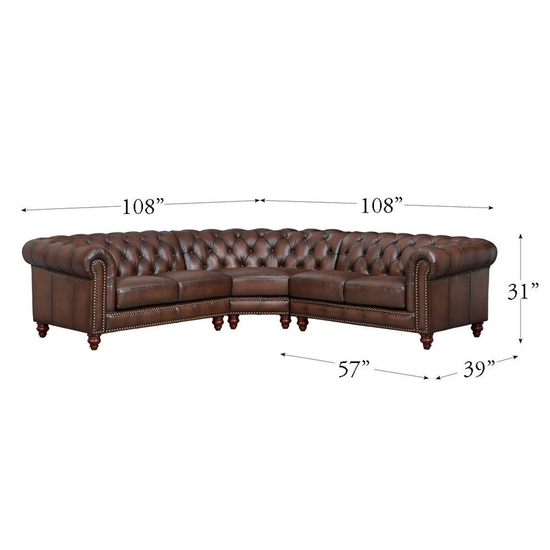 Alton Bay - Leather Symmetrical Sectional - Brown