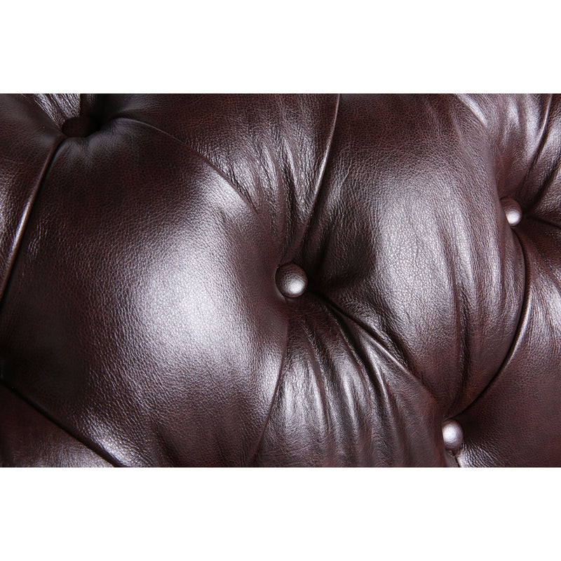 Traditional Tufted Leather Chesterfield Nailhead Chair - Chocolate