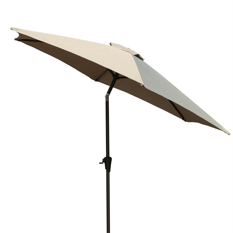 8.8' Outdoor Aluminum Patio Umbrella, Market Umbrella With 33 Pounds Round Resin Umbrella Base Lift