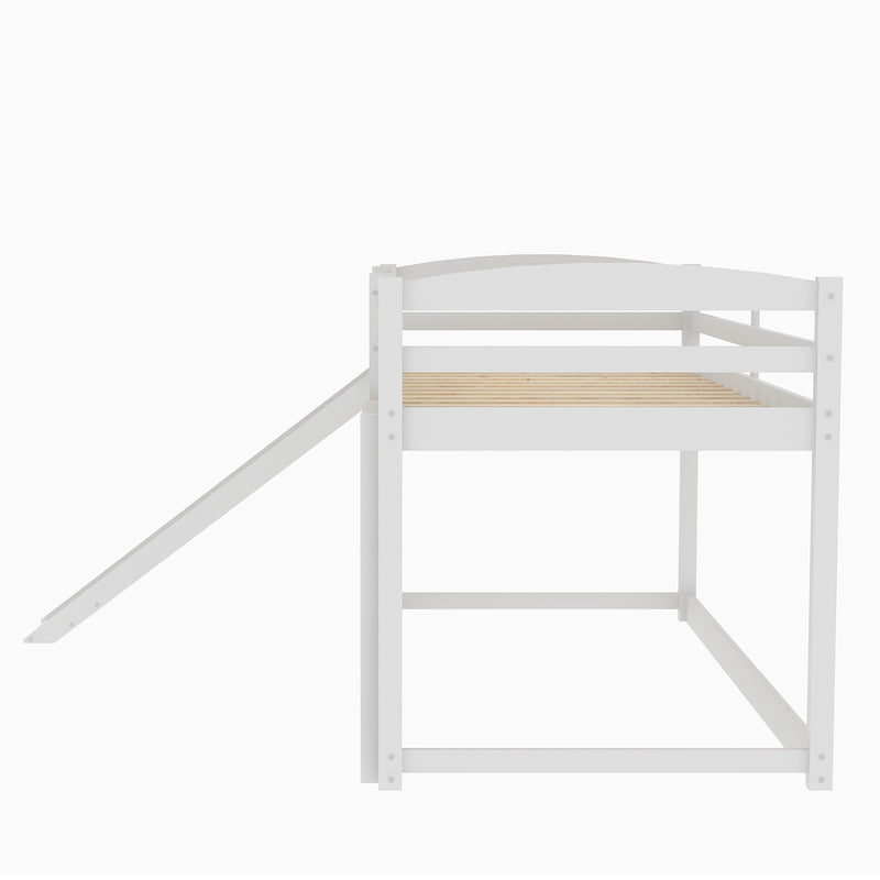 Twin over Twin Bunk Bed with Convertible Slide and Ladder , White(Old SKU:WF281725AAK)