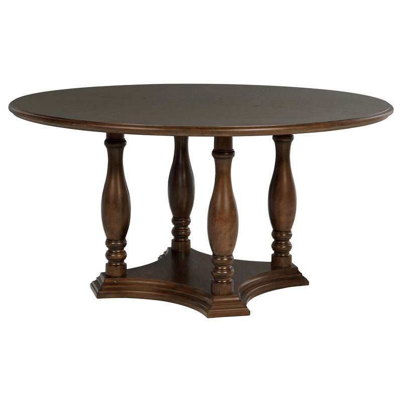 Landon - Round Wood Pedestal Dining Table - Rich Brown