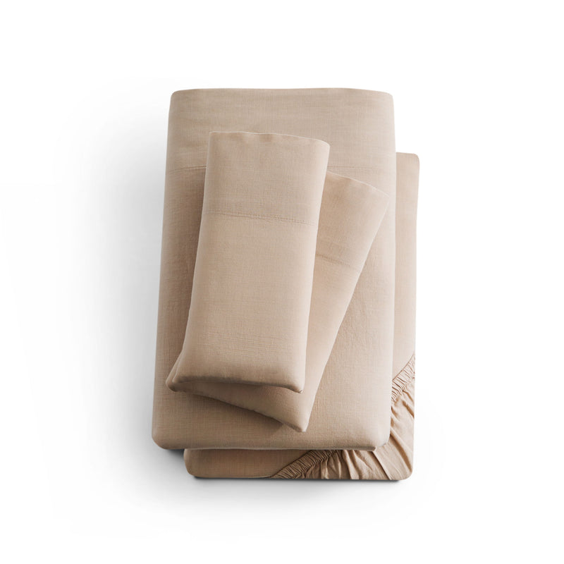 Linen-Weave Cotton - Queen Sheet Set - Sand