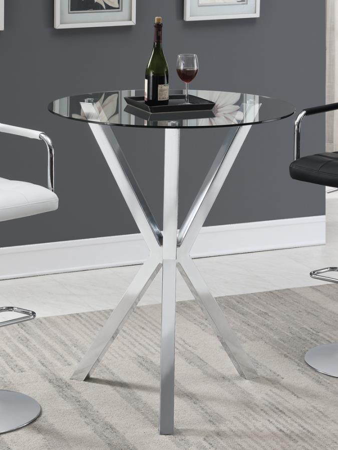 Denali - Round Glass Top Bar Table - Chrome