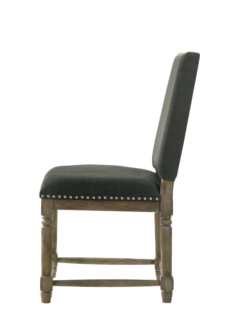 Everton - 19" Fabric Dining Chair With Nailhead Trim (Set of 2) - Gray