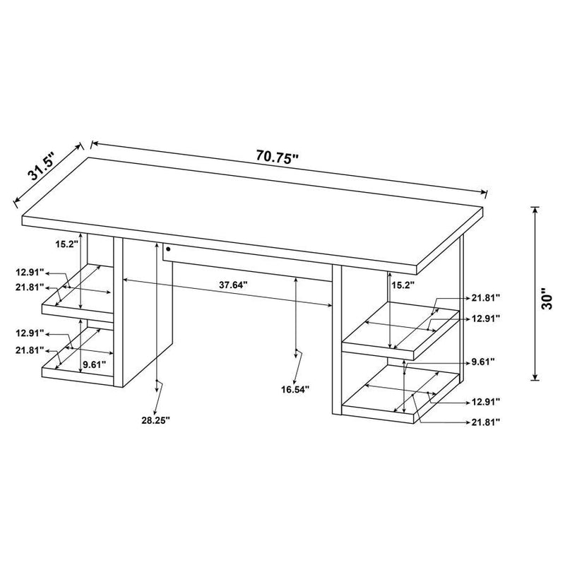 Alice - 4-Shelf Engineered Wood Writing Desk - White