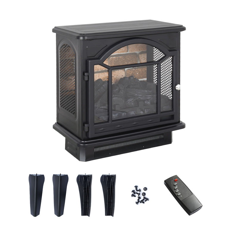 18 Inch 3D Flame Electric Infrared Quartz Fireplace Stove With Remote Control - Black