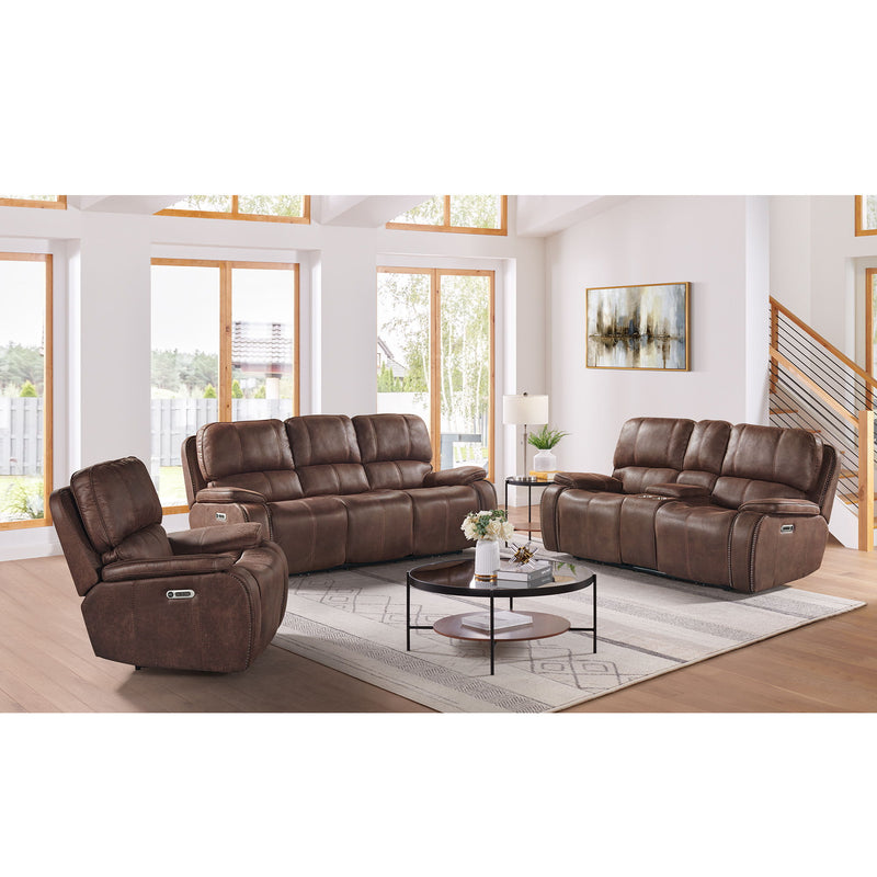 Atlantis - Power Motion Sofa with Power Motion Head Recliner - Heritage Brown