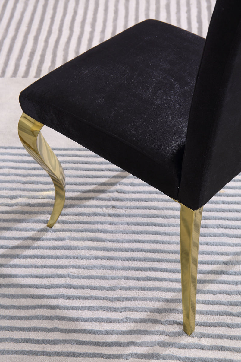 Modern Velvet Dining Chairs (Set of 2), Upholstered Accent Armless Chairs With Stripe Backrest