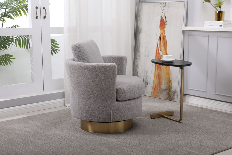 Barrel Chair, Swivel Accent Chairs Armchair For Living Room, Reading Chairs For Bedroom Comfy, Round Barrel Chairs With Gold Stainless Steel Base