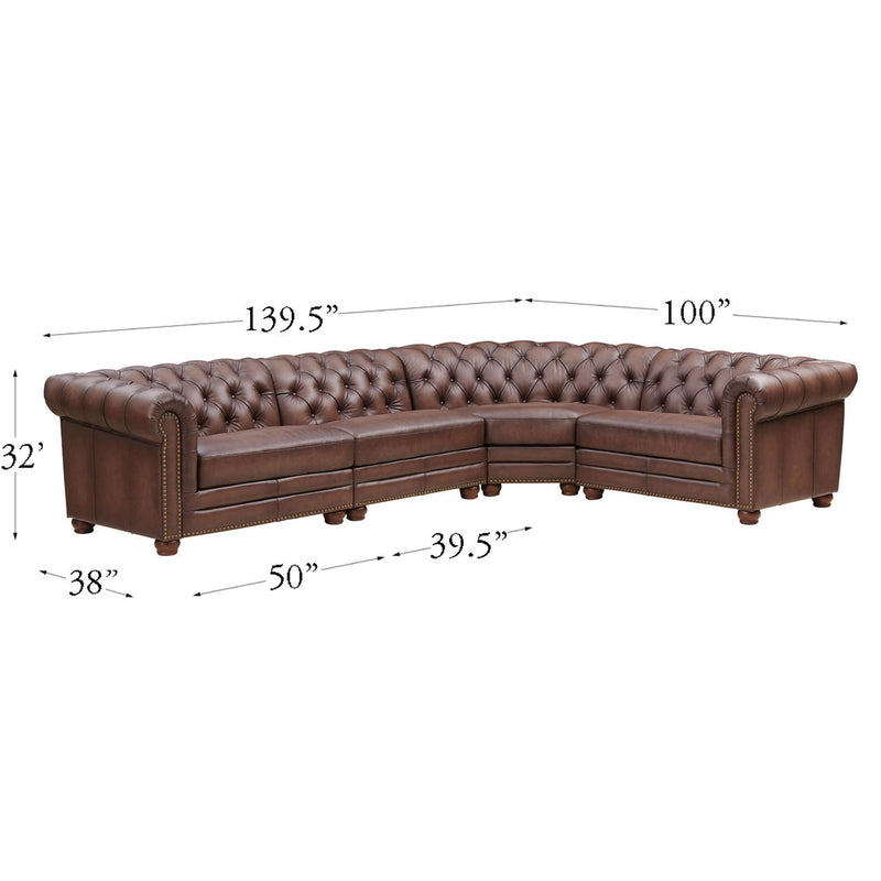 Aliso - L-Shaped Leather Sectional - Caramel