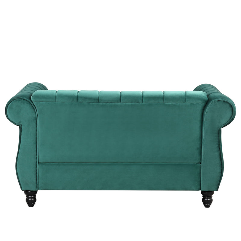 Modern Sofa Dutch Fluff Upholstered Sofa With Solid Legs, Buttoned Tufted Backrest