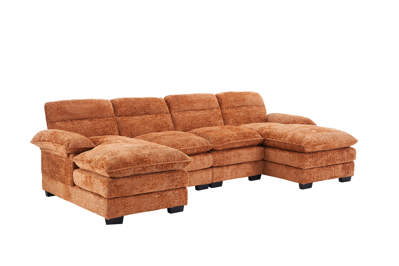 U-Shaped Profile Sofa, Including Two Single Seats And Two Chaise, Modular Sofa, Chenille Sofa