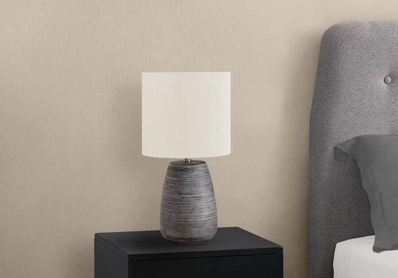 Lighting, Table Lamp, Ceramic, Contemporary - Gray / Cream