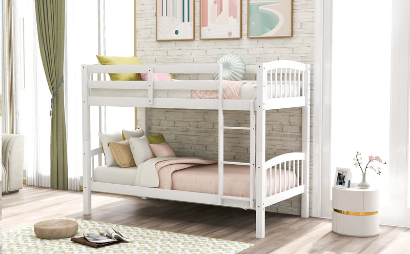 Twin Over Twin Bunk Bed with Ladder,White ( OLD SKU: LP000066AAK)