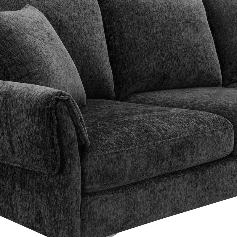 Modern Chenille L-Shaped Sofa With Reversible Lounge, Convertible Sectional Couch Set, 4 Seat Indoor Furniture With Reversible Chaise, Fit For Living Room, Apartment (2 Pillows)