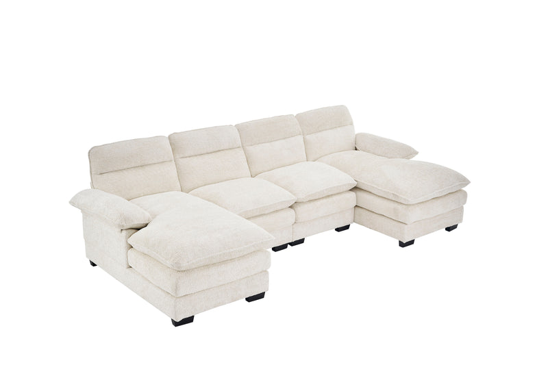 U-Shaped Profile Sofa, Including Two Single Seats And Two Chaise, Modular Sofa, Chenille Sofa