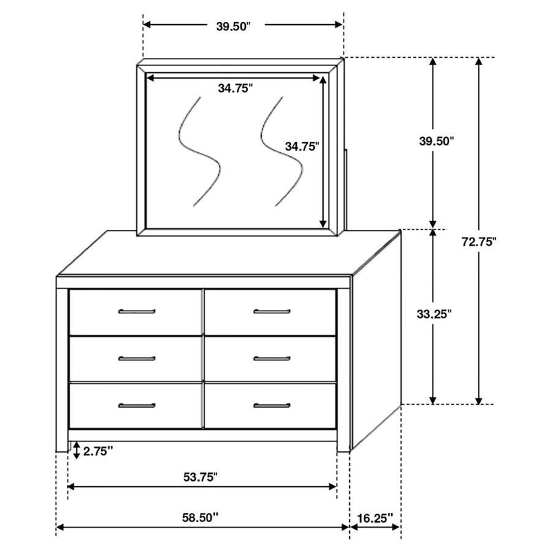 Brantford - 6-drawer Dresser With Mirror