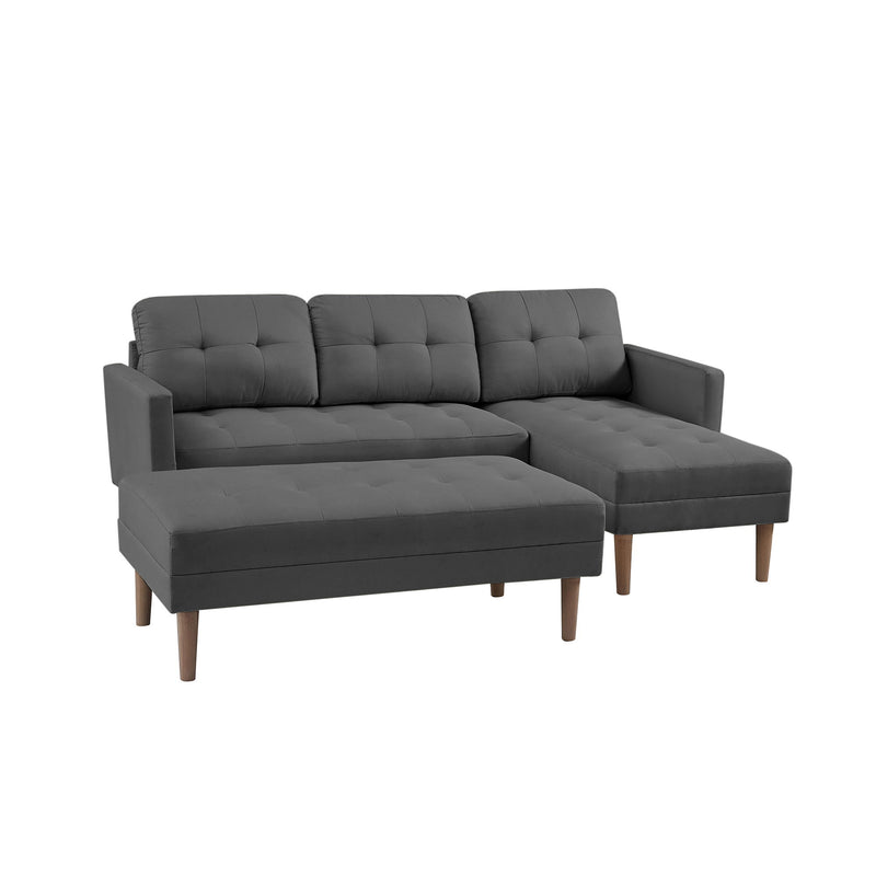 Right Facing Sectional Sofa Bed, L-Shape Sofa Chaise Lounge With Ottoman Bench