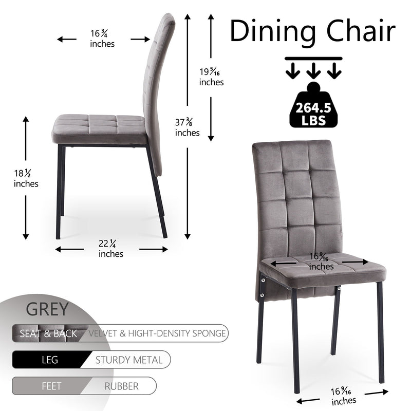 5 Piece Dining Set Including Velvet High Back Nordic Dining Chair & Creative Design Dining Table