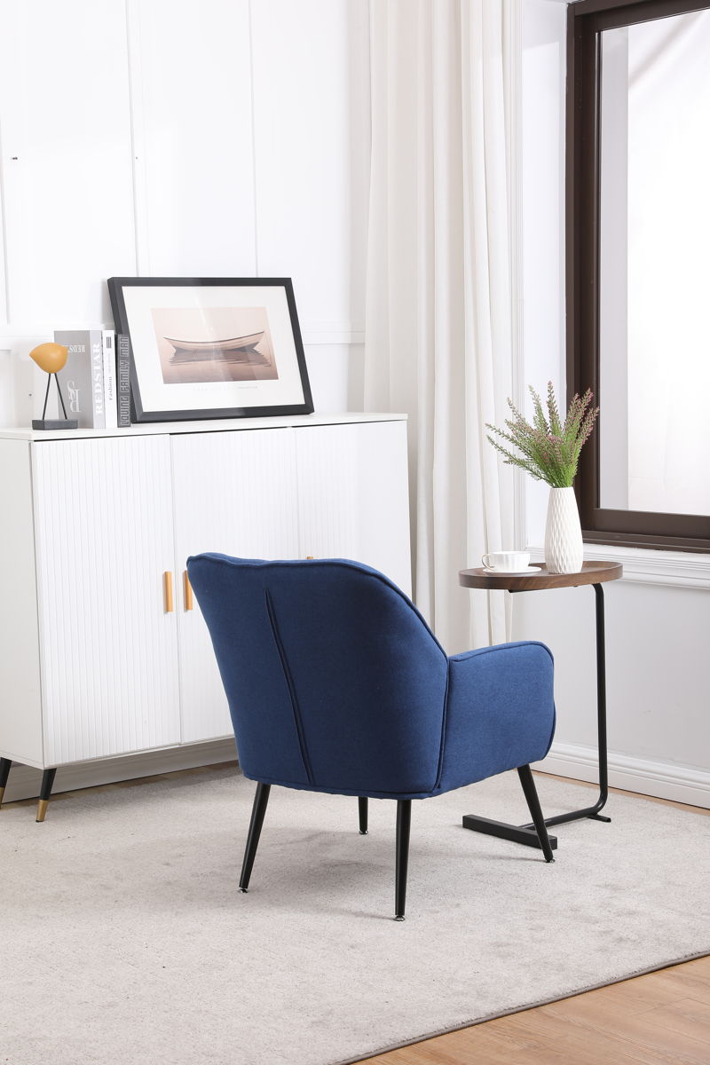 Modern Mid-Century Chair Linen Sherpa Armchair