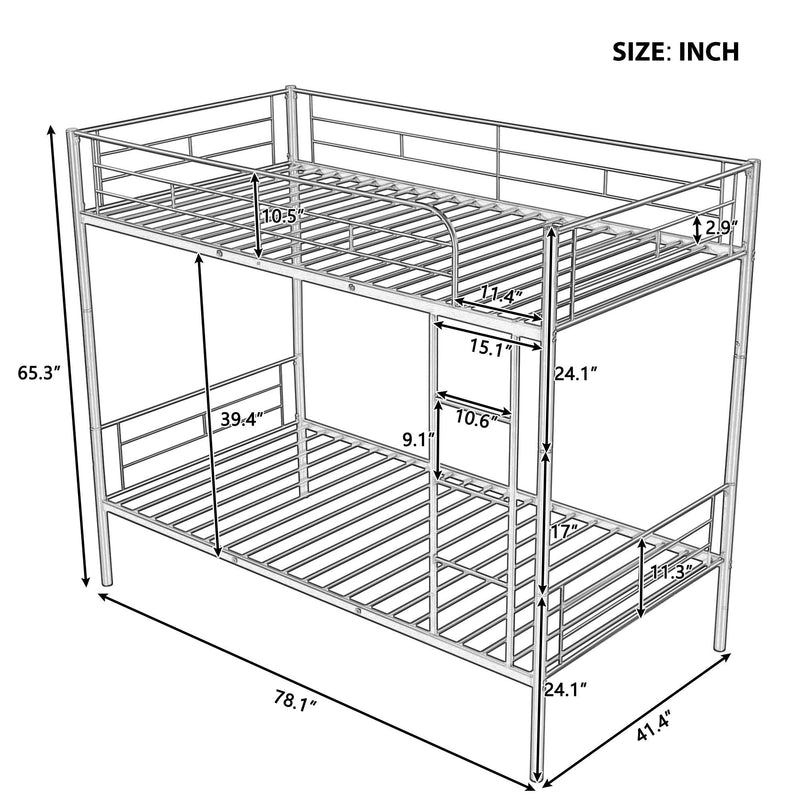 Twin Over Twin Metal Bunk Bed (White)( old sku: MF189201KAA )