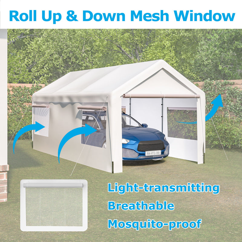 Carport Canopy Heavy Duty Boat Car Canopy Garage With Removable Sidewalls And Roll Up Ventilated Windows