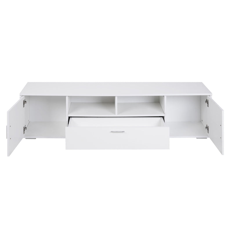 Modern TV Stand With LED Lights Entertainment Center TV Cabinet With Storage For Up To 75" For Gaming Living Room Bedroom - White