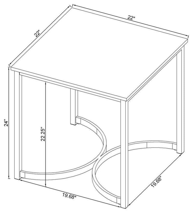 Leona - Faux Marble Square End Table - White And Satin Nickel