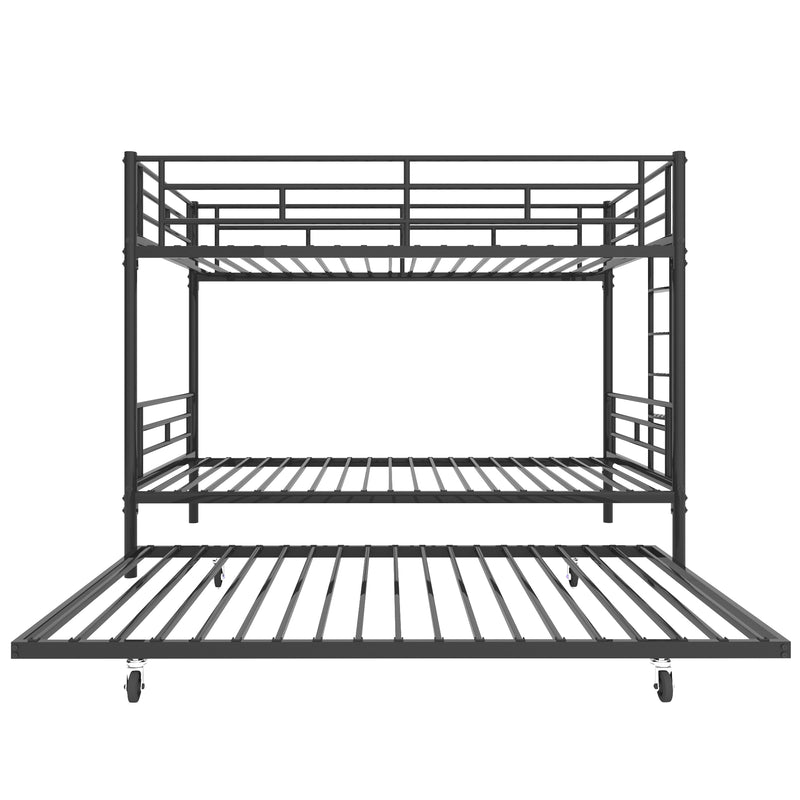 Bunk Bed Twin over Twin with Trundle Black,CPC Certified,No Box Spring Needed,Heavy Duty,Easy to assemble