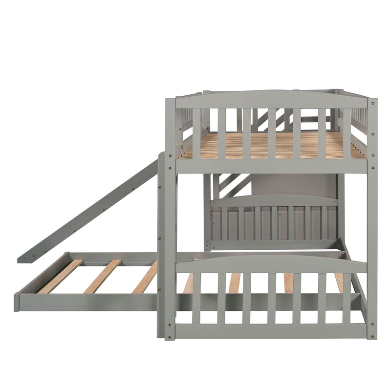 Twin Over Twin Stairway Bunk Bed With Two Drawers And Slide