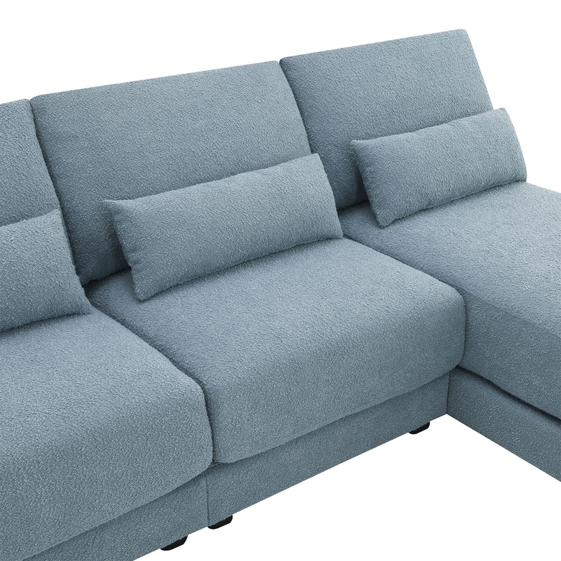 Oversized Deep Seat Sectional Sofa With Reversible Chaise, Loop Yarn Fabric 5-Seat Armless Indoor Furniture, Convertible L-Shaped Couch For Living Room, Apartment