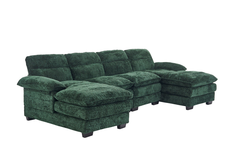 U-Shaped Profile Sofa, Including Two Single Seats And Two Chaise, Modular Sofa, Chenille Sofa