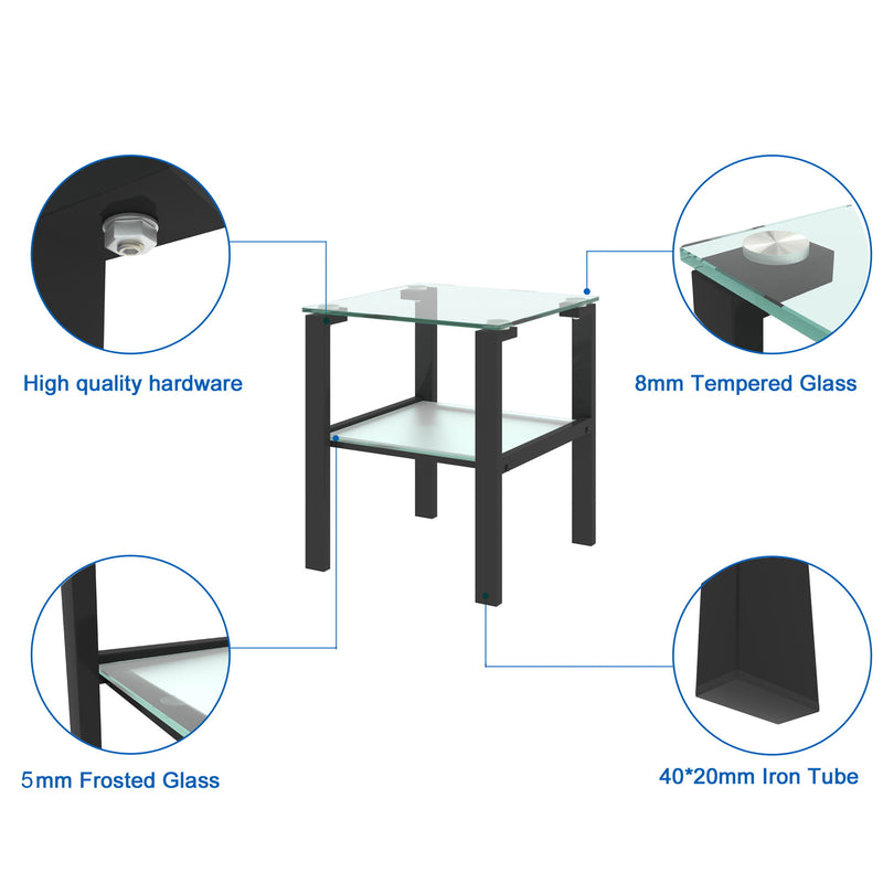 Glass Two Layer Tea Table, Small Round Table, Bedroom Corner Table, Living Room Side Table