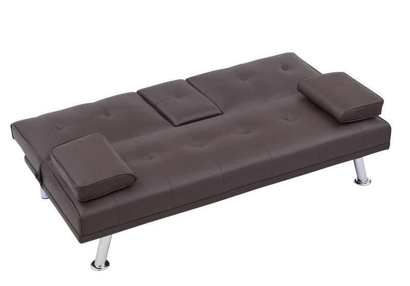 Leather Multifunctional Double Folding Sofa Bed For Office With Coffee Table