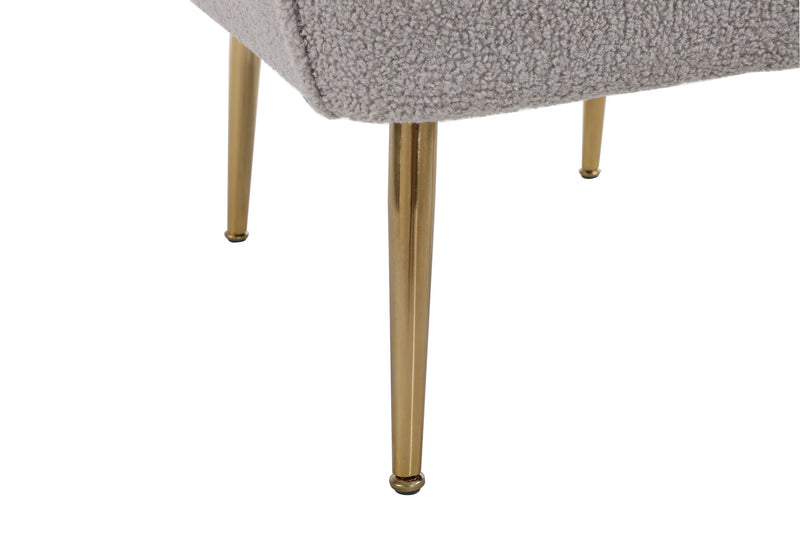 Modern Mid-Century Chair Linen Sherpa Armchair For Living Room Bedroom Office