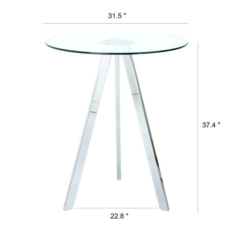 Stylish PU Fabric Design, Electroplated Metal Legs, Round Tempered Glass Table Top, Bar Chair Cover, Suitable For Bars, Restaurants, Bedroom Bar Chairs With Chrome Legs