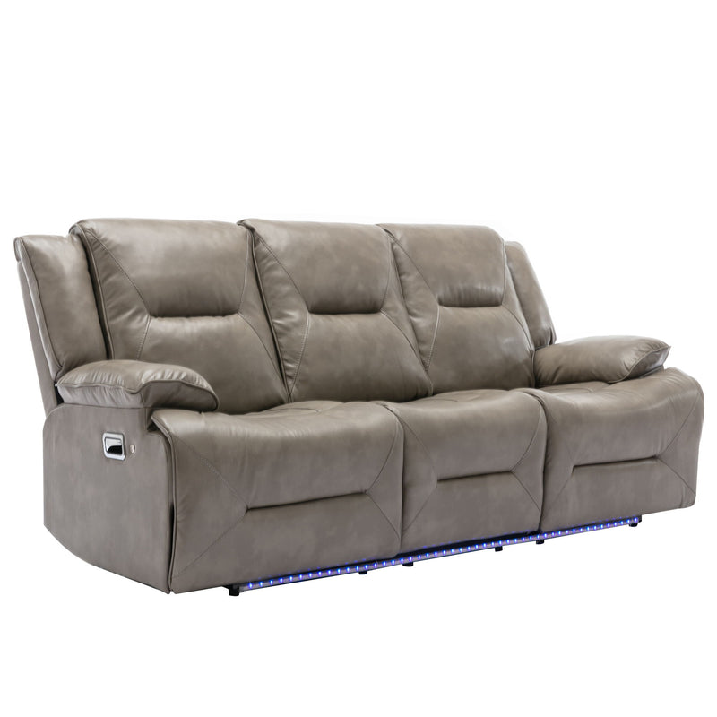 Home Theater Recliner Set Manual Recliner Chair With A Led Light Strip Two Built-In Cup Holders For Living Room