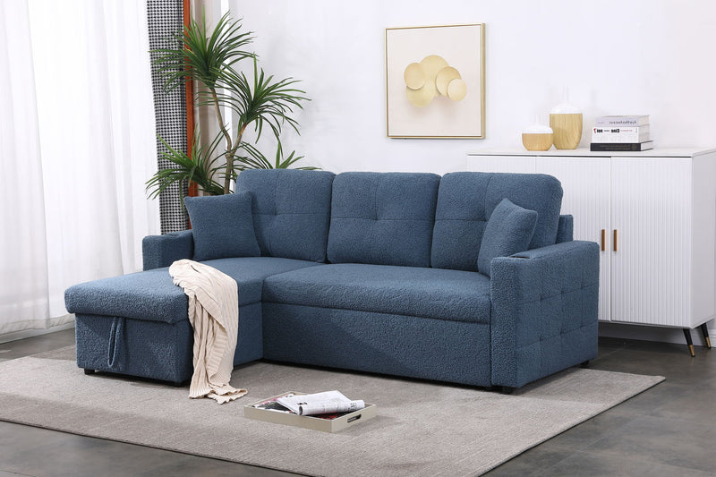 Lambswool - Pull Out Sleeper Sectional Sofa With Storage Chaise