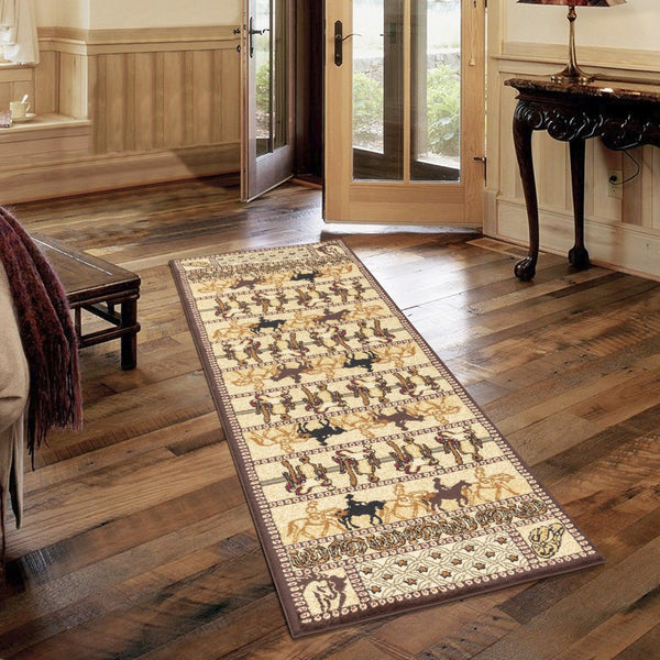 Tribes - 2'7" X 7'3" Polypropylene, Southwest Area Rug - Beige