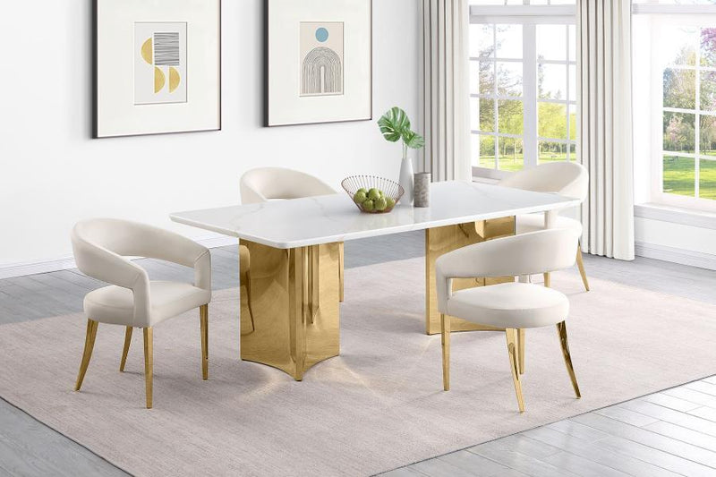 Galiano - Rectangular Stone Top Dining Table - White