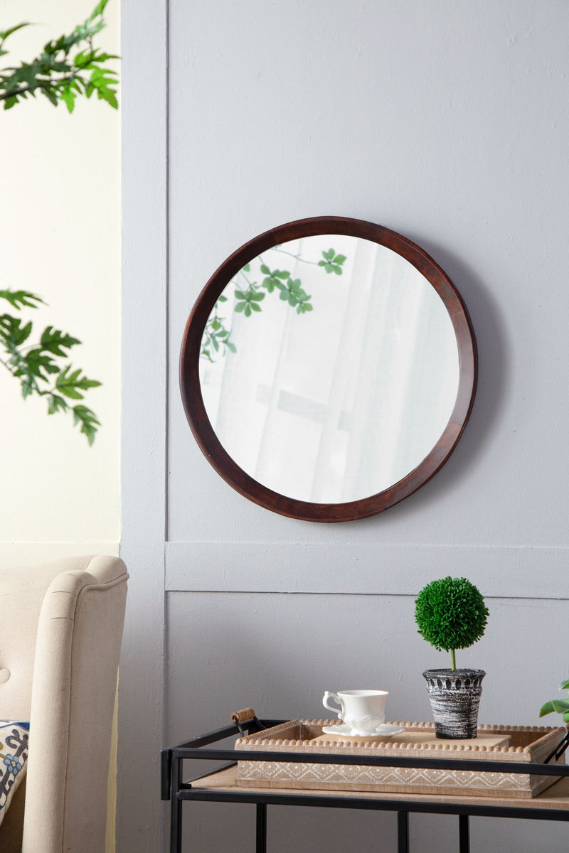 Transitional Decor Style Mango Wood Wall Mirror Wall Decor With Frame Of Solid Mango Wood For Bathroom, Entryway Console Lean Against Wall